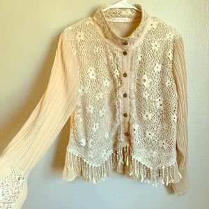 high neck crochet blouse